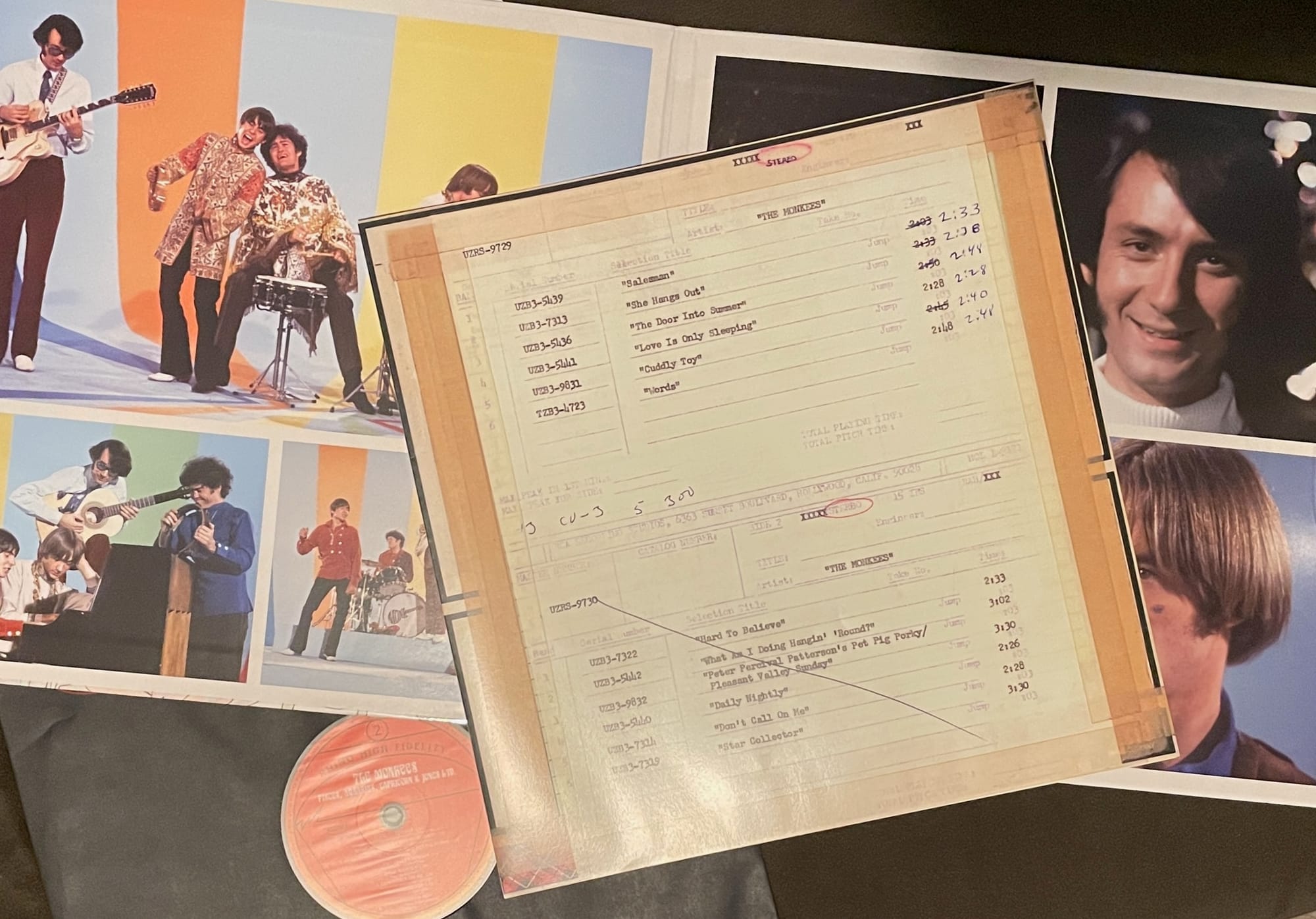 The inner gatefold and insert for the Rhino High Fidelity edition of the Monkees' Pisces, Aquarius, Capricorn & Jones Ltd.
