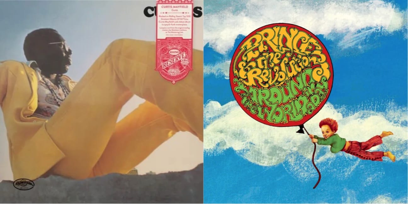 Cover art for Curtis Mayfield and Prince and the Revolution.