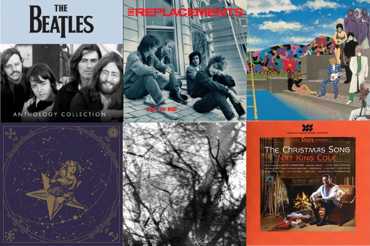 Cover art for the Beatles, the Replacements, Prince and the Revolution, Smashing Pumpkins, Grouper, and Nat King Cole.