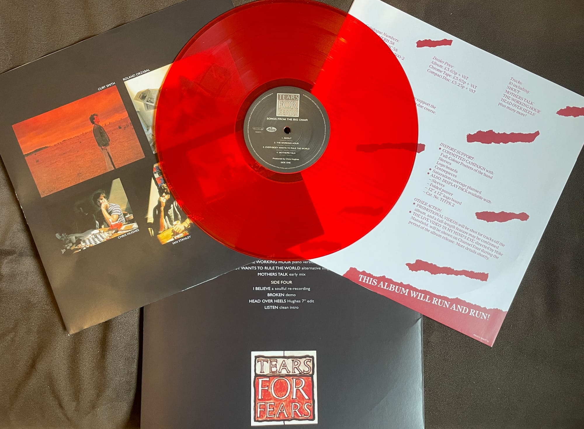 Contents of the 40th anniversary vinyl edition of Tears for Fears' Songs from the Big Chair.