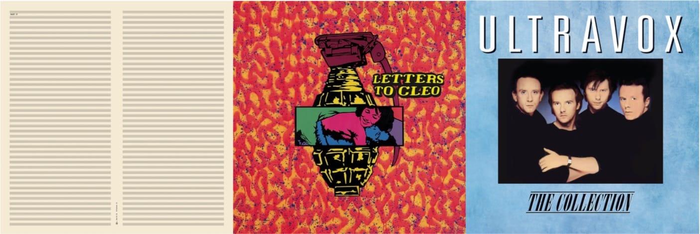 Cover art for Faust, Letters to Cleo, and Ultravox.