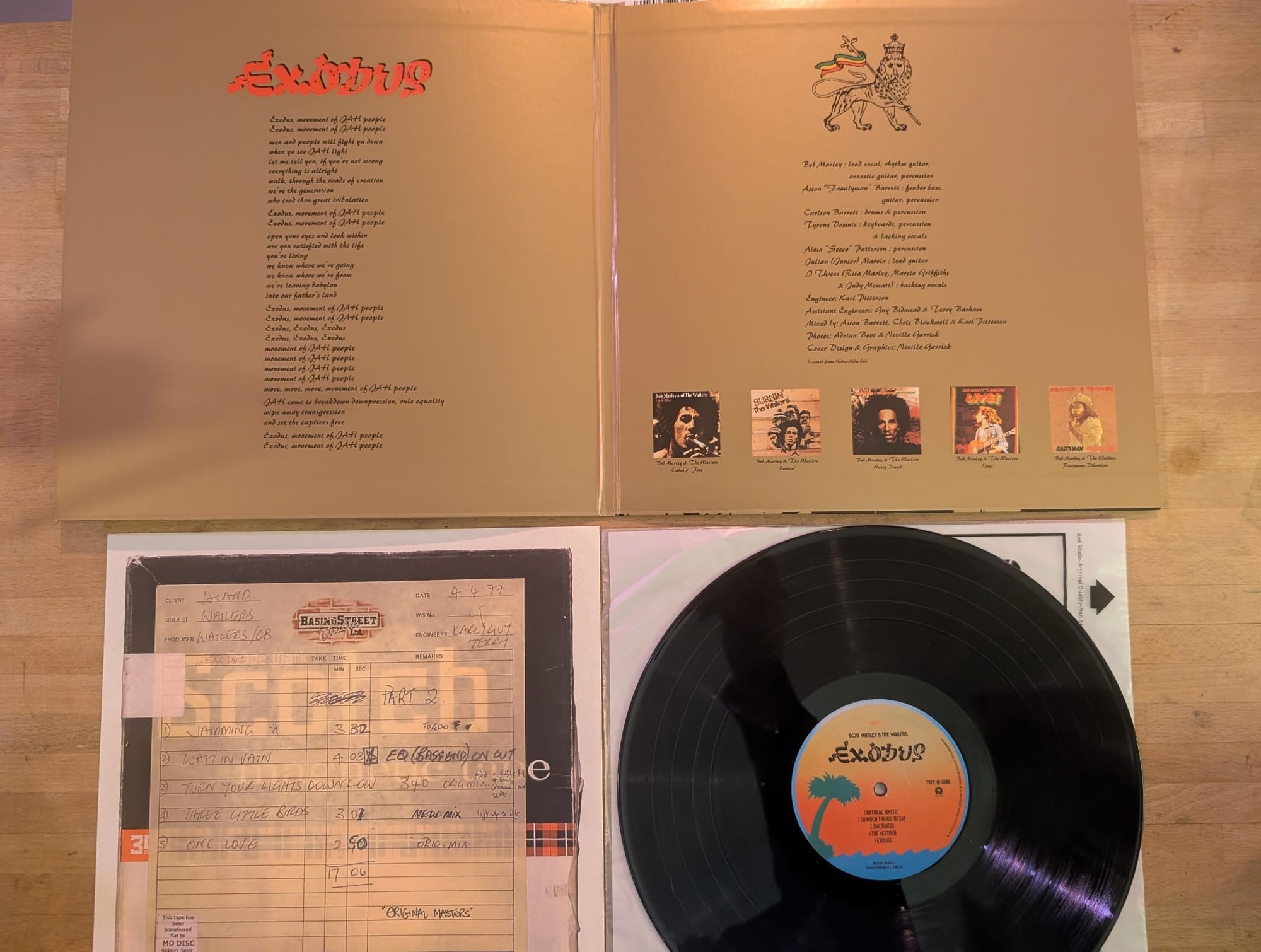 Contents of the Vinylphyle edition of Bob Marley and the Wailers' Exodus.