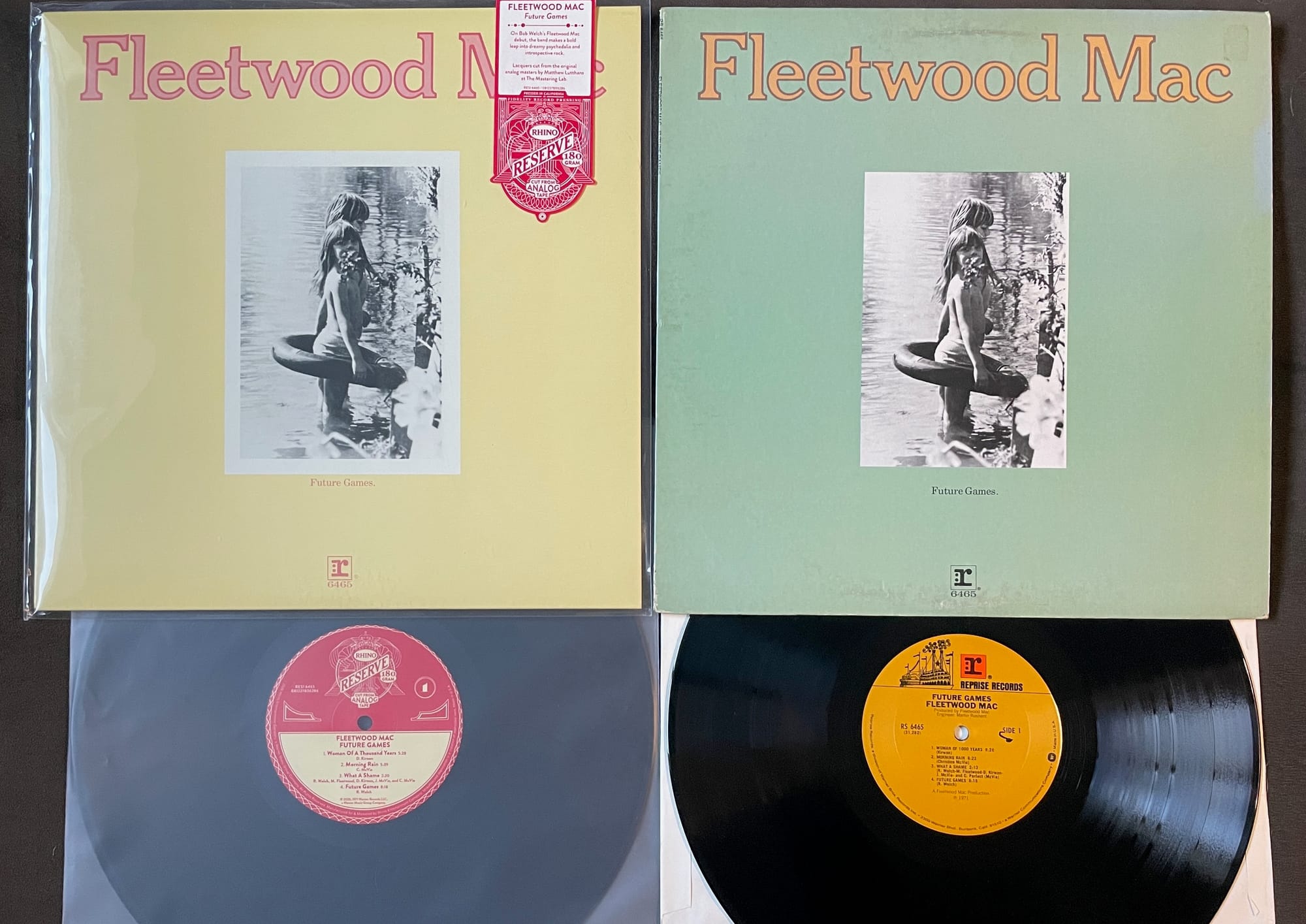 The new Rhino Reserve edition of Future Games vs. a late '70s(?) record club pressing.