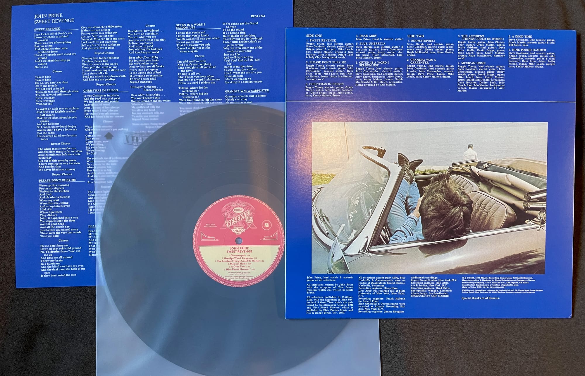 Back cover art and insert for John Prine.