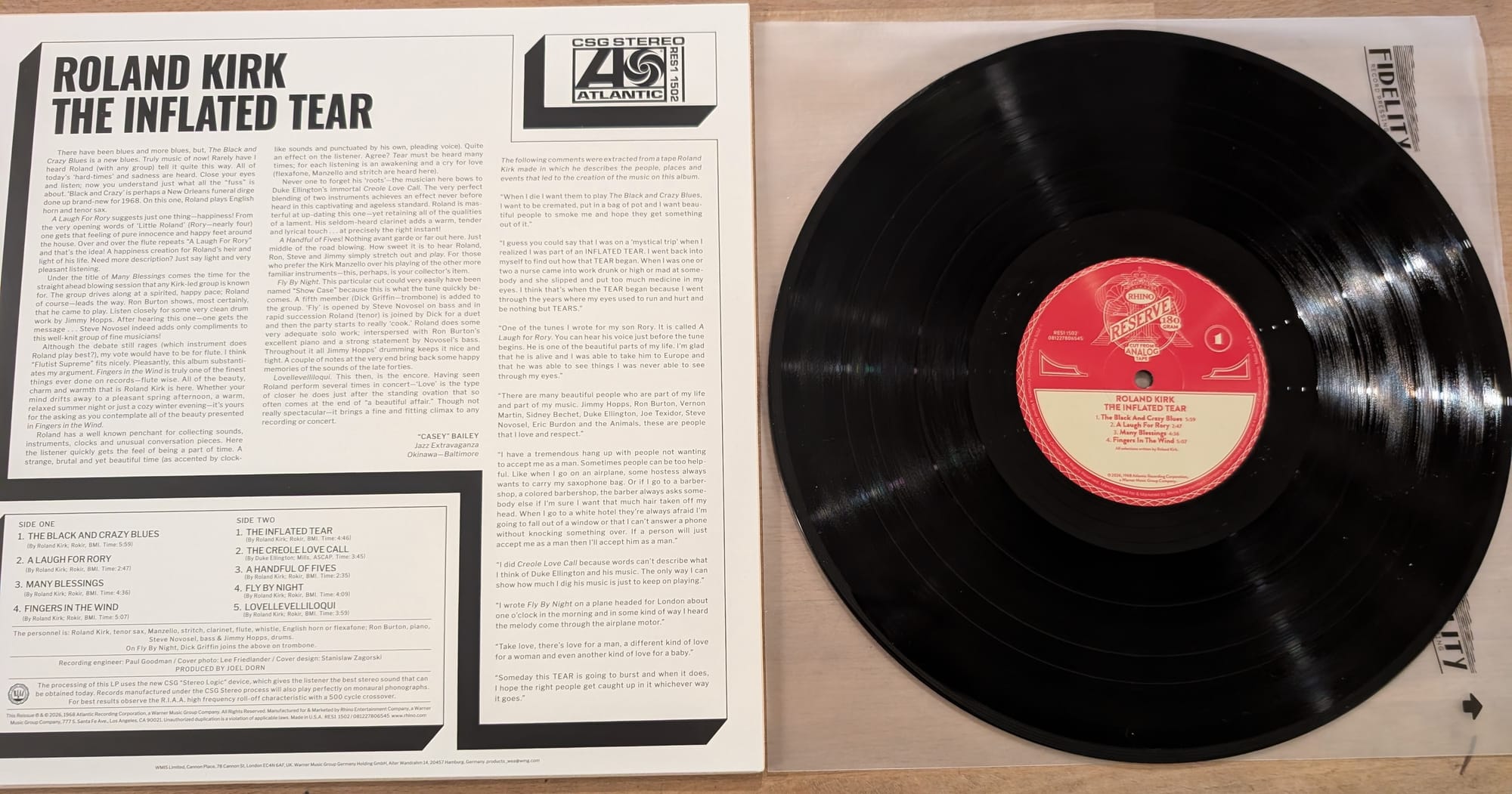 Back cover art and disc for Roland Kirk.