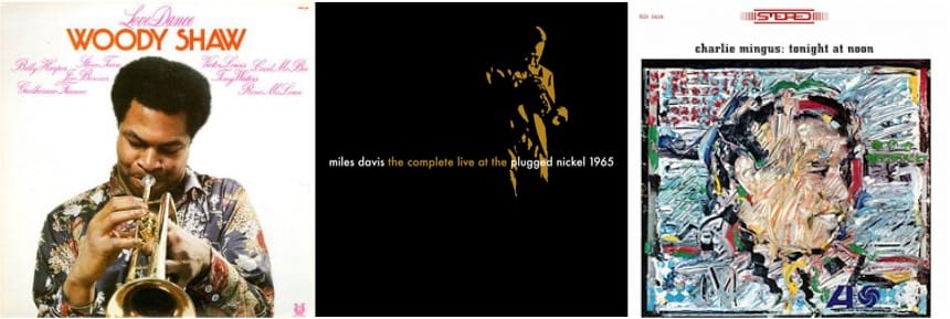 Cover art for Woody Shaw, Miles Davis, and Charles Mingues.