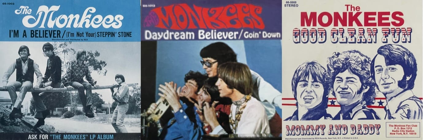 Three of the Monkees' picture sleeves.