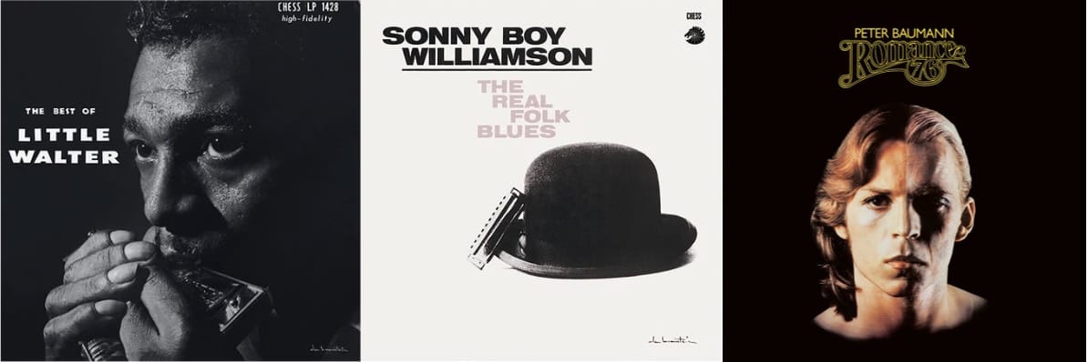 Cover art for Little Walter, Sonny Boy Williamson, and Peter Baumann.
