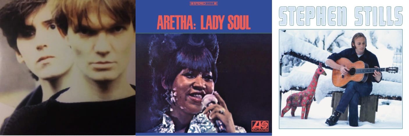 Cover art for the House of Love, Aretha Franklin, and Stephen Stills.