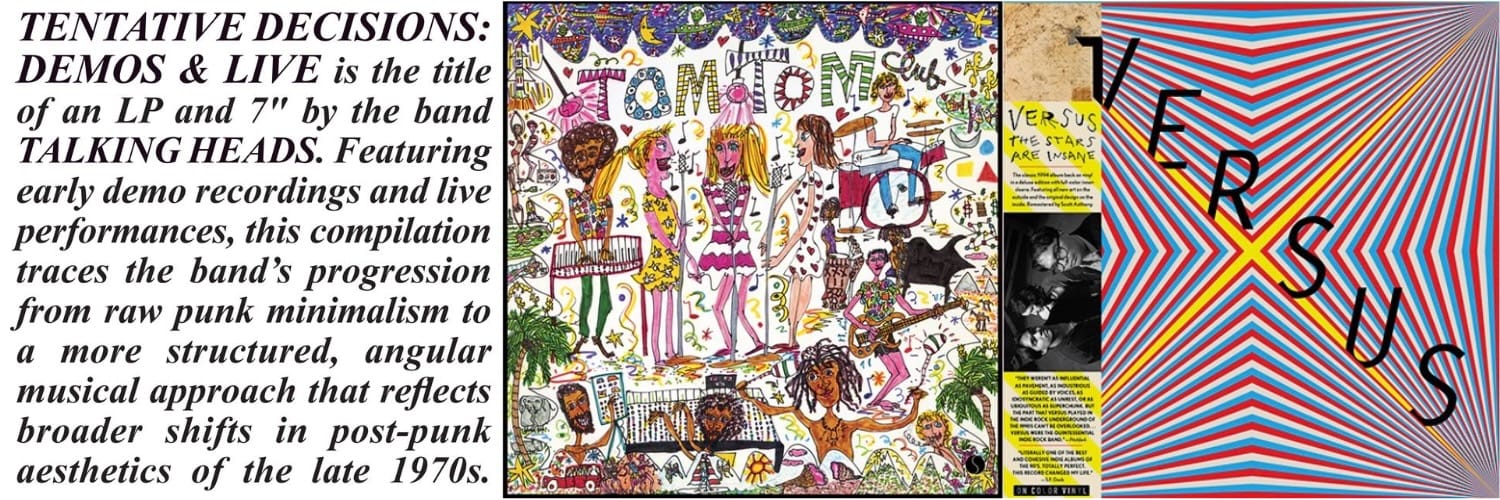 Cover art for Talking Heads, Tom Tom Club, and Versus.