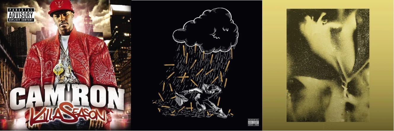 Cover art for Cam'ron, Elzhi, and Flying Lotus.