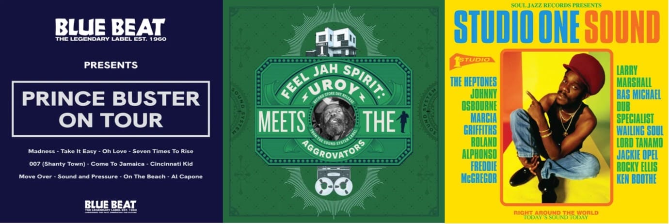 Cover art for Prince Buster, U-Roy, and Studio One Sound.