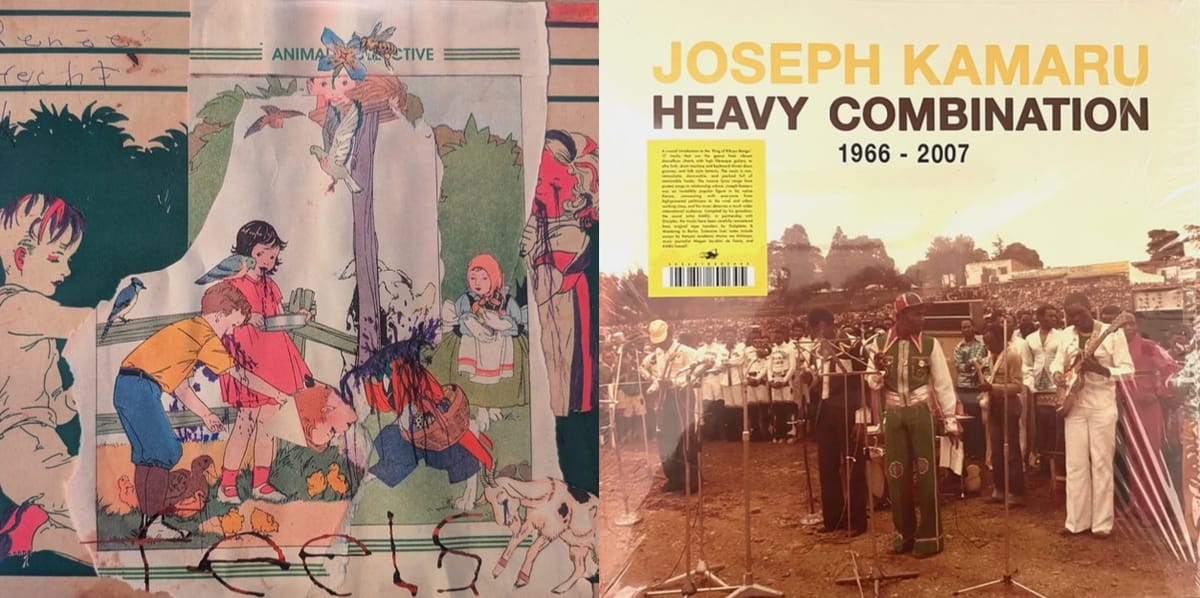 Album cover art for Animal Collective and Joseph Kamaru.