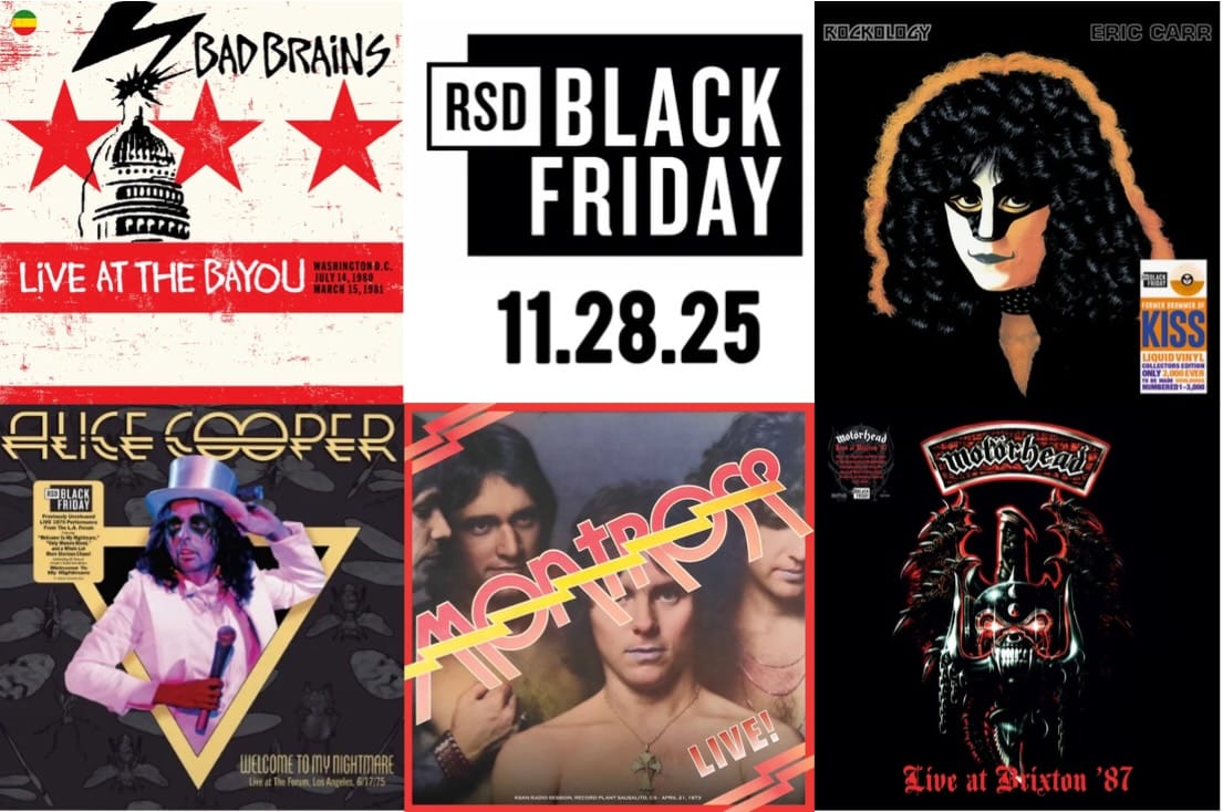 Cover art for Bad Brains, Eric Carr, Alice Cooper, Montrose, and Motörhead.