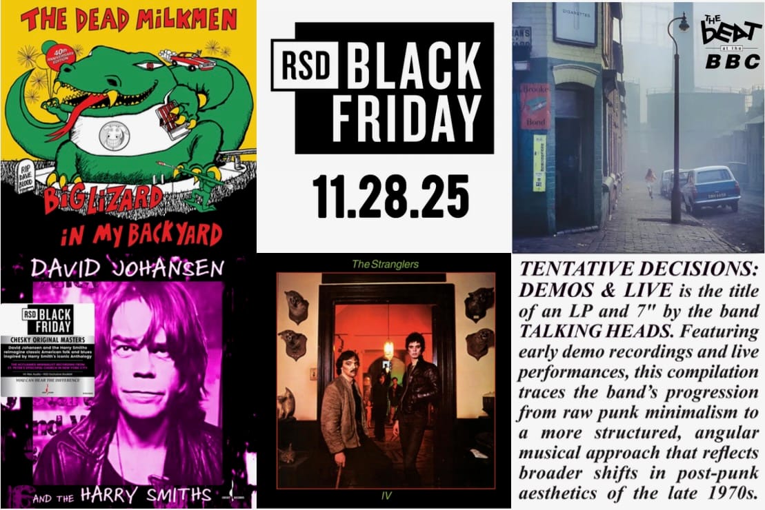 Album cover art for the Dead Milkmen, the (English) Beat, David Johansen, the Strangers, and Talking Heads.