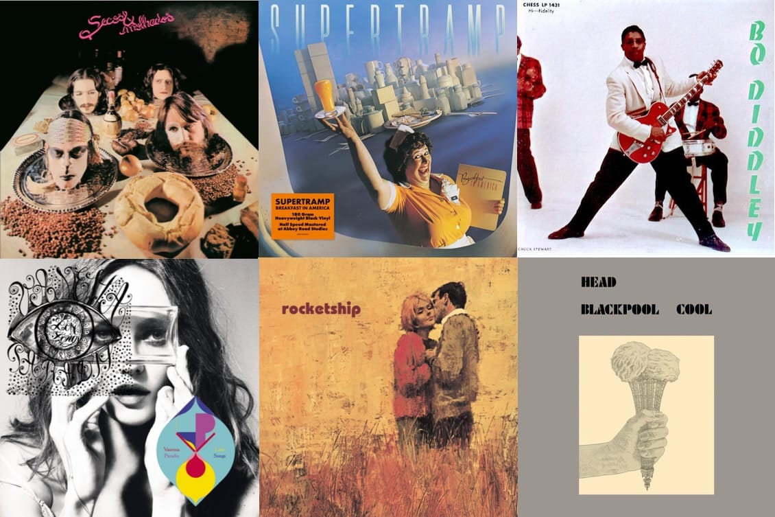 Cover art for Secos & Molhados, Supertramp, Bo Diddley, Vanessa Paradis, Rocketship, and Head.
