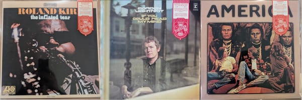 Cover art for Roland Kirk, Gordon Lightfoot, and America.