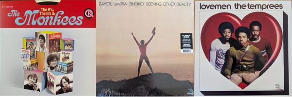 Cover art for the Monkees, Bayeté, and the Temprees.