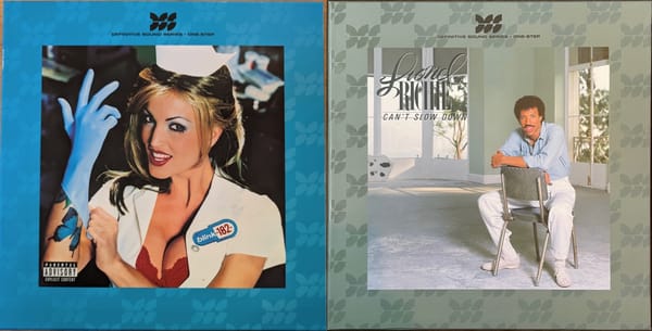Cover art for Blink-182 and Lionel Richie.